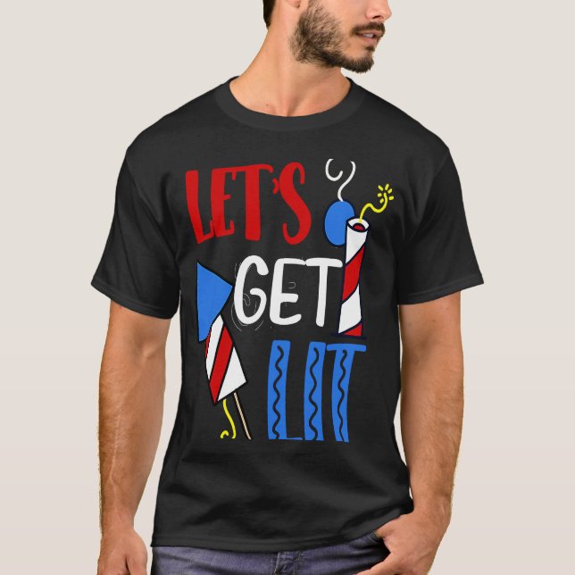 Lasst uns den Feuerwerkskörper-Feuerracker am vier T-Shirt (Vorderseite)