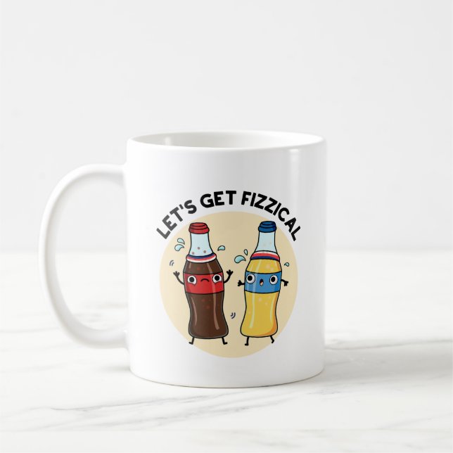 Lasst uns den fizzenhaften, lustigen Soda Pop Pun  Kaffeetasse (Links)
