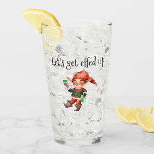 Lasst uns den Funny Holiday Elf verlassen Glas