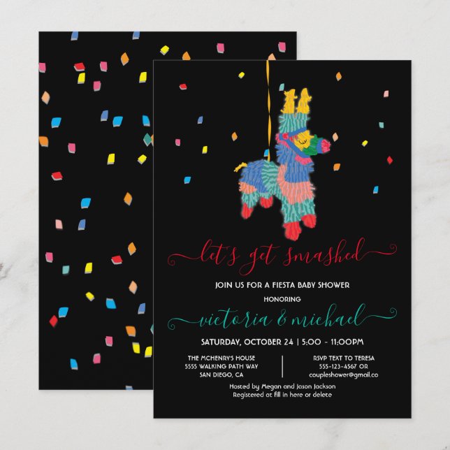 Lasst uns den Funny Piñata Baby Shower Invitat zer Einladung (Vorne/Hinten)