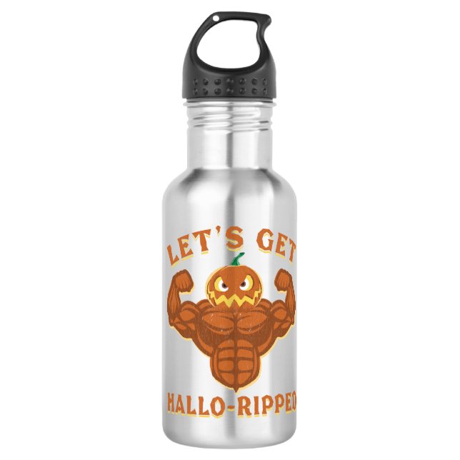 Lasst uns den Hallo-Ripped-Halloween-Workout mache Edelstahlflasche (Vorderseite)