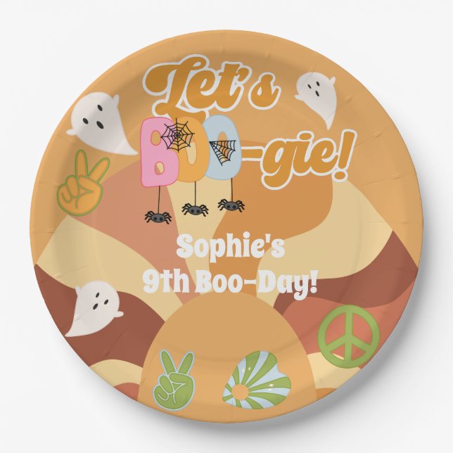 Lasst uns den Retro-Kindergeburtstag halbieren Pappteller (Vorderseite)