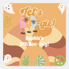 Lasst uns den Retro-Kindergeburtstag halbieren Quadratischer Aufkleber