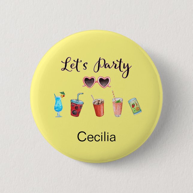 Lasst uns den Sommer Personalisiert mit Namen Part Button (Vorderseite)