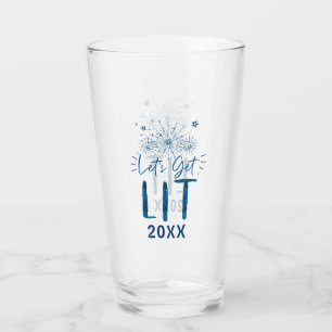Lasst uns die Blaue Typografie Silvesterparty anzü Glas
