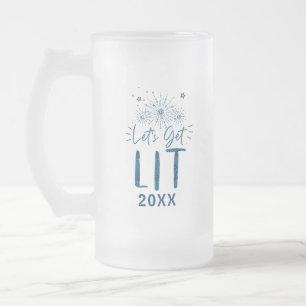 Lasst uns die Blaue Typografie Silvesterparty anzü Mattglas Bierglas