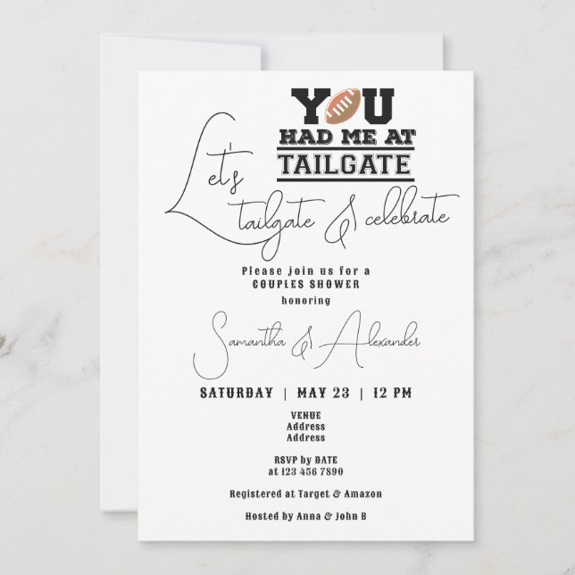 Lasst uns die Bridal Couples Dusche zuschneiden un Einladung (Vorderseite)