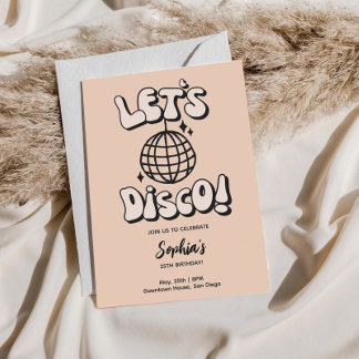 Lasst uns die Disco Geburtstagsparty Cream Einladung