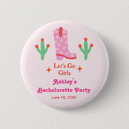 Lasst uns die Girls Pink Cowgirl Junggeselinnen-Ab Button