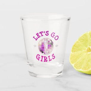 Lasst uns die Mädchen rosa Junggeselinnen-Abschied Schnapsglas