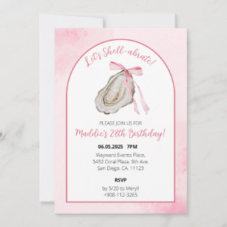 Lasst uns die Muschel über rosa Coquette Oyster Wa Save The Date