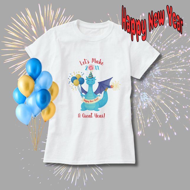 Lasst uns dieses große Drachenparty-Jahr beginnen  T-Shirt (Woman's cute dragon New Year t-shirt)