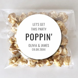 Lasst uns dieses Party Poppin Hochzeit Popcorn Gef Runder Aufkleber
