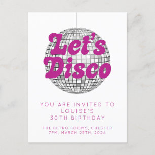Lasst uns Disco-Feierparty-Einladung Postkarte