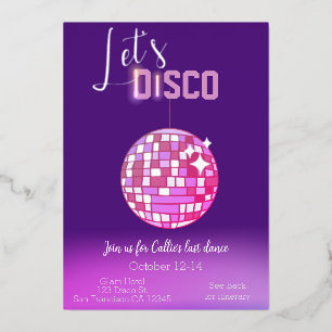 Lasst uns Disco Neon Junggesellinnenabschied feier Folieneinladung