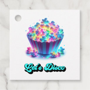 Lasst uns Disco Neon Popcorn Geburtstagsfeier Geschenkanhänger