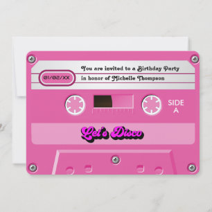 Lasst uns Disco Retro-Kassette Tape Geburtstagsfei Einladung
