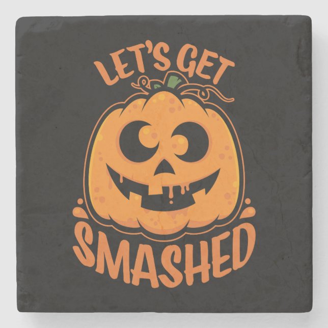 Lasst uns ein gestricktes Tipsy Halloween Jack-O’- Steinuntersetzer (Vorderseite)