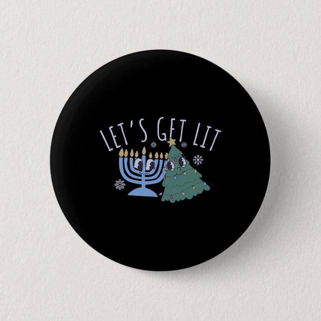 Lasst uns ein Lit Chrismukkah Hanukkah Weihnachtsm Button (Vorderseite)