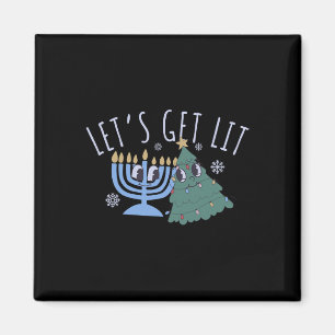 Lasst uns ein Lit Chrismukkah Hanukkah Weihnachtsm Magnet
