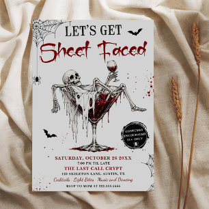 Lasst uns ein Sheet-Faced-Skelett-Halloween-Party Einladung