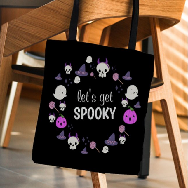 Lasst uns ein Spooky Ghost Modern Monogram Hallowe (Let's Get Spooky Ghost Modern Monogram Halloween Tote Bag)