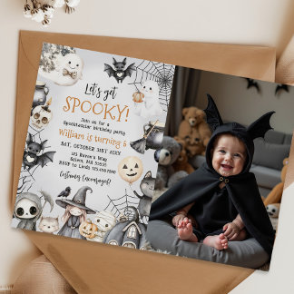 Lasst uns ein tolles Halloween-Ghost-Geburtstags-F Einladung