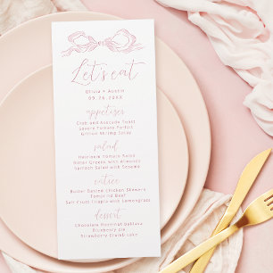 Lasst uns eine elegante, rosa Hand gezeichnete Bow Menükarte
