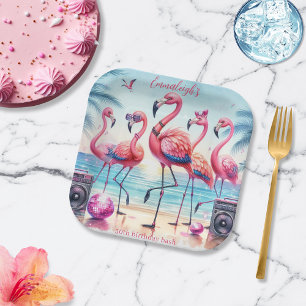 Lasst uns eine Flamingle-Strandparty zum Geburtsta Pappteller