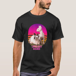 Lasst uns eine seltsame Sphynx-Katze in einem Farb T-Shirt