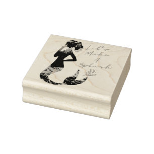 Lasst uns eine Splash Mermaid Holzkunst Briefmarke Gummistempel