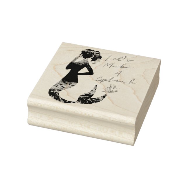 Lasst uns eine Splash Mermaid Holzkunst Briefmarke Gummistempel (Stempel)