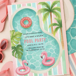 Lasst uns eine Wasserrutschbahn Poolparty Kinderge Einladung