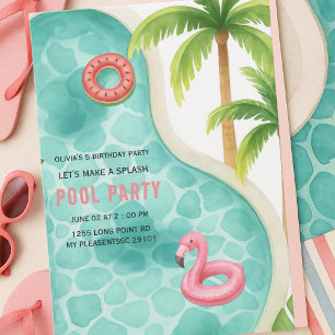 Lasst uns eine Wasserrutschbahn Poolparty Kinderge Einladung