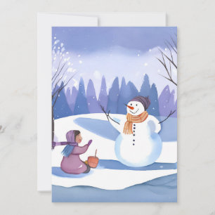 Lasst uns einen Schneemann bauen Wasserfarben-Wi Feiertagskarte