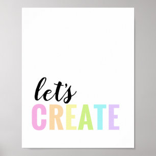 Lasst uns einen Spielzimmer-Pastell-Regenbogen sch Poster