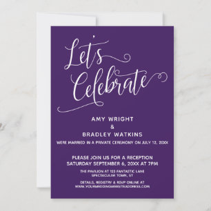 Lasst uns Elegant Dark Purple Reception-Only feier Einladung