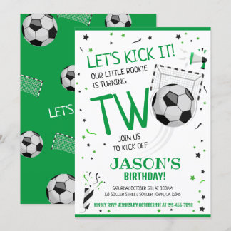 Lasst uns es Grün-Rookie-Fußball am 2. Geburtstag  Einladung