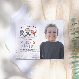 Lasst uns es Ninja Warrior Karate Foto Geburtstag Einladung