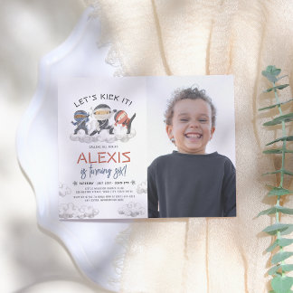 Lasst uns es Ninja Warrior Karate Foto Geburtstag  Einladung