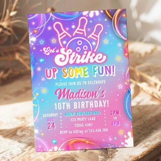 Lasst uns etwas Spaß beim Bowling Geburtstag für M Einladung