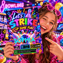Lasst uns etwas Spaß beim Neon-Bowling-Geburtstag