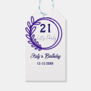 LASST UNS FEIERN 21. Geburtstag Name LILA BLUMEN K Geschenkanhänger