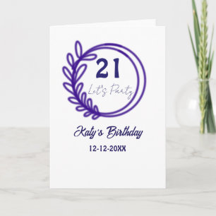 LASST UNS FEIERN 21. Geburtstag Name LILA BLUMEN K Karte