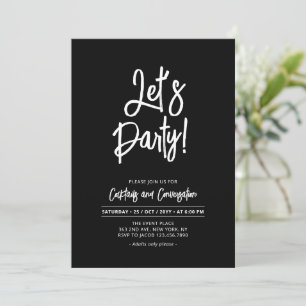 Lasst uns feiern Chic Brush Schriftzug Party für Einladung