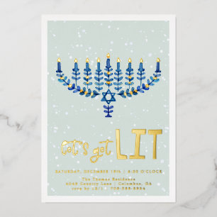 Lasst uns feiern   Hanukkah-Party-Einladung Folieneinladung
