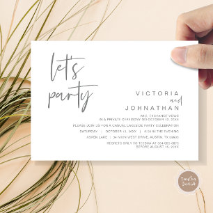 Lasst uns feiern, Hochzeits-Elopement-Party-Einlad Einladung