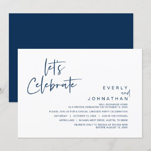 Lasst uns feiern, Hochzeits-Elopement-Party-Einlad Einladung