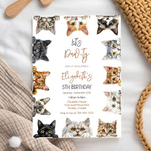 Lasst uns feiern Kitten-Party Katzen-Geburtstagsei Einladung