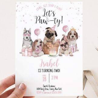 Lasst uns feiern Mädchen Hund Geburtstag Einladung
